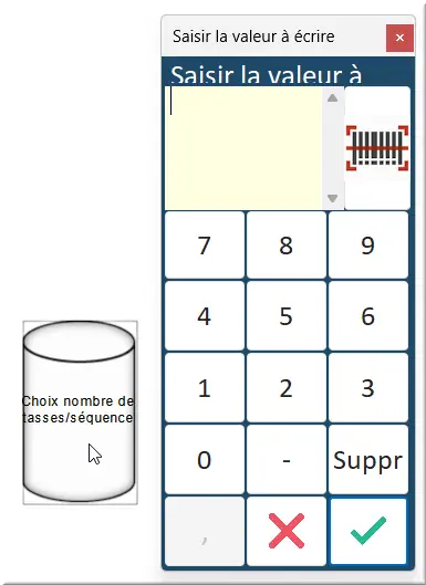 Choix nombre de tasse par séquence